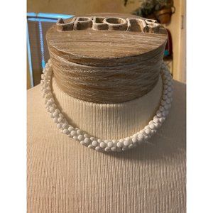 White Vintage Choker Necklace Retro Beads